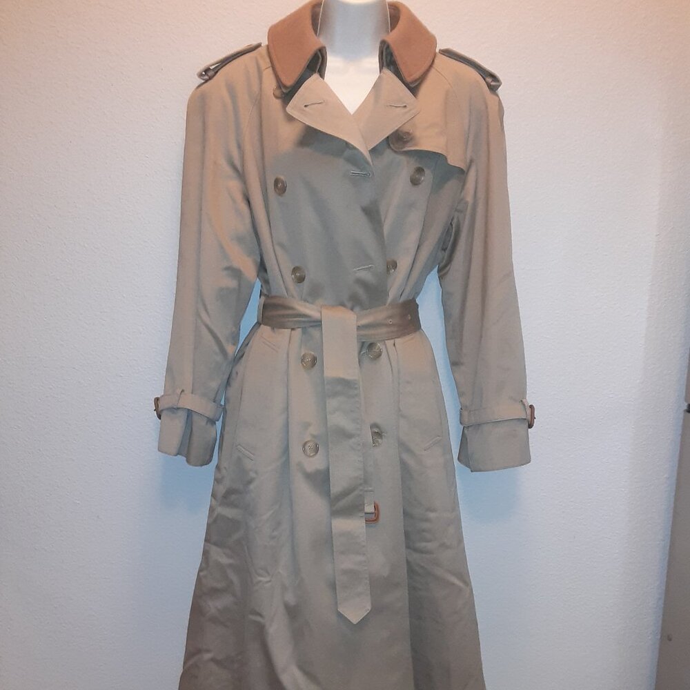 Khaki Tan Lined Camel Hair Over Coat / Trench * Evan-Picone * Details * Sz 10?
